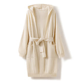 Women’s Cashmere Cardigan Hooded with Belt & Pockets Coat